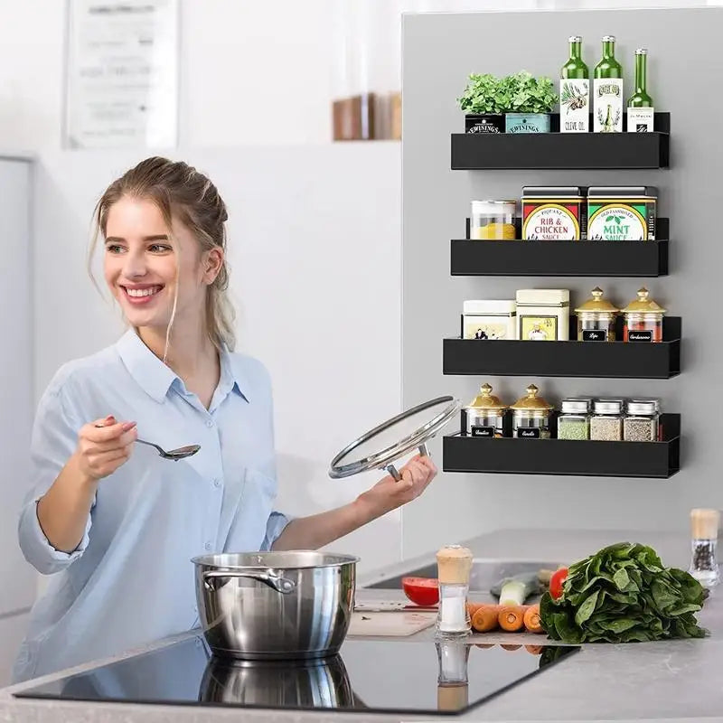 Black Magnetic Spice Shelf Set